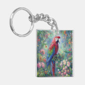 オウム鳥ジャングルフローラ感絵画感主義 キーホルダー (正面左)