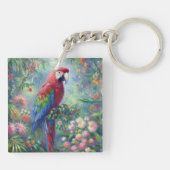 オウム鳥ジャングルフローラ感絵画感主義 キーホルダー (裏面)