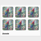 オウム鳥ジャングルフローラ感絵画感主義 スクエアシール (シート)