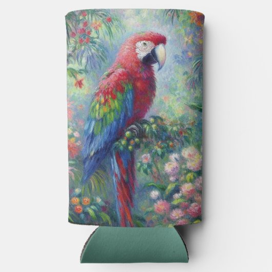 オウム鳥ジャングルフローラ感絵画感主義 スリム缶クーラー (裏面)