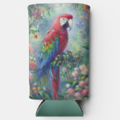 オウム鳥ジャングルフローラ感絵画感主義 スリム缶クーラー (正面)