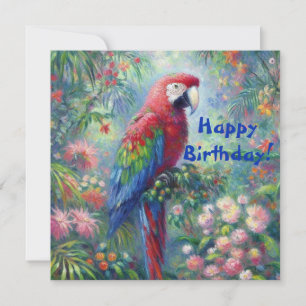 オウム鳥ジャングルフローラ誕生日カード