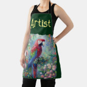 オウム鳥ジャングルフローラ赤青緑の花 エプロン (インサイチュ)