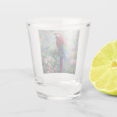 オウム鳥ジャングルフローラ赤青緑の花 ショットグラス (裏面)