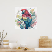 オウム鳥ポートレート動物絵を描の野生動物フリー ポスター (キッチン)