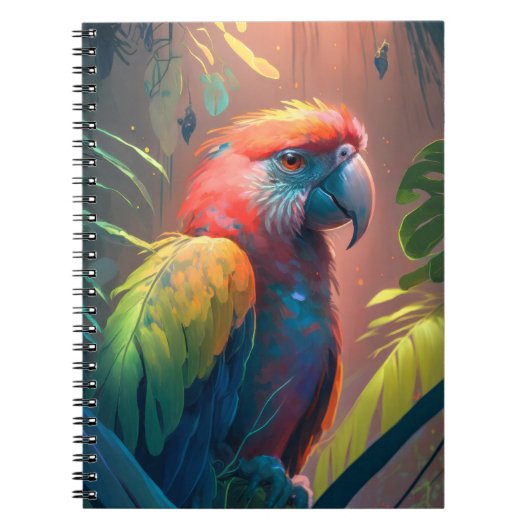 オウム鳥ポートレート絵画の野生動物アート ノートブック (正面)