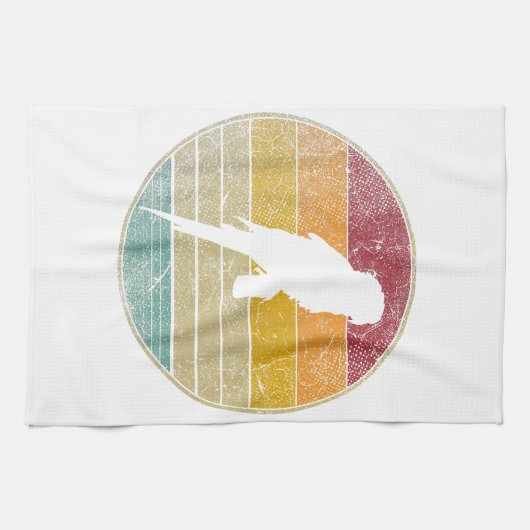 オウム鳥ヴィンテージ動揺してレトロスタイルシルエット キッチンタオル (横)