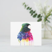 オウム鳥抽象芸術油絵 ポストカード (スタンド正面)