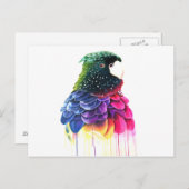 オウム鳥抽象芸術油絵 ポストカード (正面/裏面)