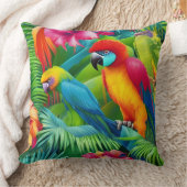 オウム鳥熱帯フローラパームブルー緑 クッション (ブランケット)