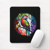オウム鳥獣ポートレートステンドグラス野生生物 マウスパッド (マウス)
