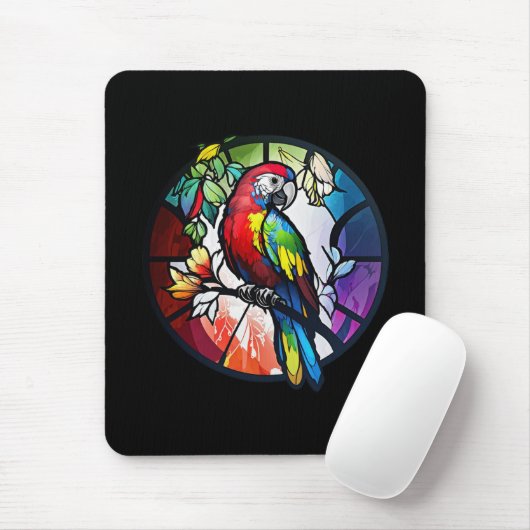 オウム鳥獣ポートレートステンドグラス野生生物 マウスパッド (マウス)