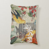 オウム黄熱帯アンティーク花 アクセントクッション (裏面(縦))