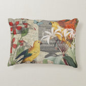 オウム黄熱帯アンティーク花 アクセントクッション (裏面)