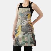 オウム黄熱帯アンティーク花 エプロン (インサイチュ)