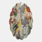 オウム黄熱帯アンティーク花 オーナメントカード (右)