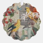 オウム黄熱帯アンティーク花 オーナメントカード (裏面)