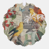 オウム黄熱帯アンティーク花 オーナメントカード (正面)