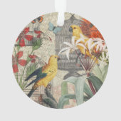 オウム黄熱帯アンティーク花 オーナメント (裏面)