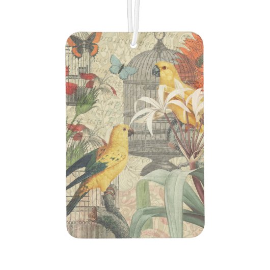 オウム黄熱帯アンティーク花 カーエアーフレッシュナー (裏面)