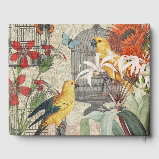 オウム黄熱帯アンティーク花 ゲストブック (裏面)