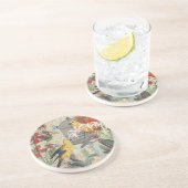 オウム黄熱帯アンティーク花 コースター (側面)