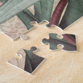 オウム黄熱帯アンティーク花 ジグソーパズル (側面)