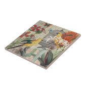 オウム黄熱帯アンティーク花 タイル (側面)