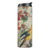 オウム黄熱帯アンティーク花 タンブラー (回転左)