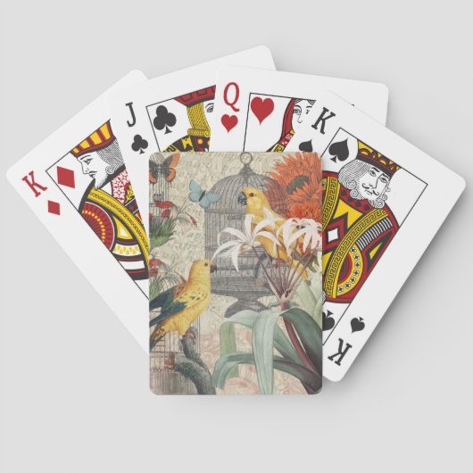 オウム黄熱帯アンティーク花 トランプ (裏面)