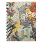 オウム黄熱帯アンティーク花 ノートブック (正面)