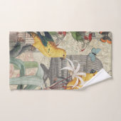 オウム黄熱帯アンティーク花 バスタオルセット (ハンドタオル)