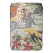 オウム黄熱帯アンティーク花 バスマット (正面縦)