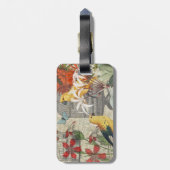 オウム黄熱帯アンティーク花 ラゲッジタグ (裏面縦)