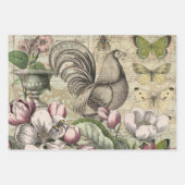 オウム黄熱帯アンティーク花 ラッピングペーパーシート (正面3)