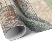 オウム黄熱帯アンティーク花 ラッピングペーパー (ロールコーナー)