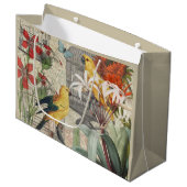 オウム黄熱帯アンティーク花 ラージペーパーバッグ (正面アングル)