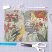 オウム黄熱帯アンティーク花 薄葉紙 (クラフト)