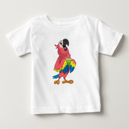 オウム&ココナッツとドリンクストロー ベビーTシャツ (正面)