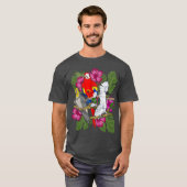 オウム コザクラインコ 花 鳥 ギフト インコ 男の子 Tシャツ (正面フル)