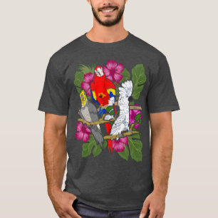 オウム コザクラインコ 花 鳥 ギフト インコ 男の子 Tシャツ