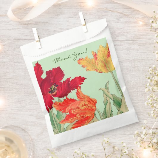 オウム・チューリップ、フローラ フェイバーバッグ (クリップ留めされた状態)