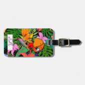 オウム、パーム葉、カオデータ・モノグラムパーソナライズされた-A ラゲッジタグ (正面横)