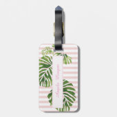 オウム、パーム葉、コーデストライプータ、パーソナライズされた ラゲッジタグ (裏面縦)