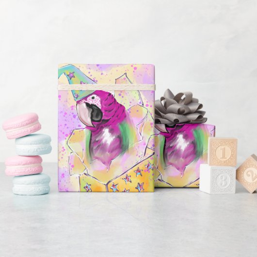 オウム ラッピングペーパー (ベビーシャワー)