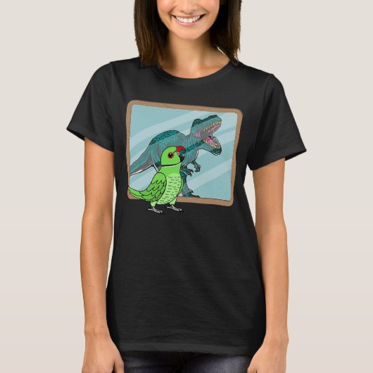 オウム&レックス反射Iグリーンインディアンリングネック Tシャツ (正面)