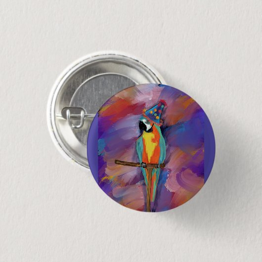 オウム 缶バッジ (正面&裏面)