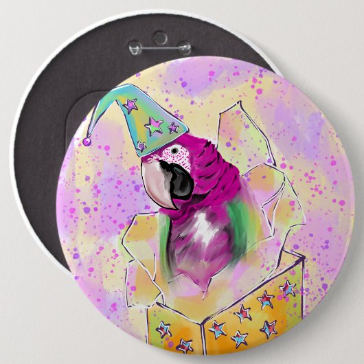 オウム 缶バッジ (正面&裏面)