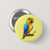 オウム 缶バッジ (正面&裏面)