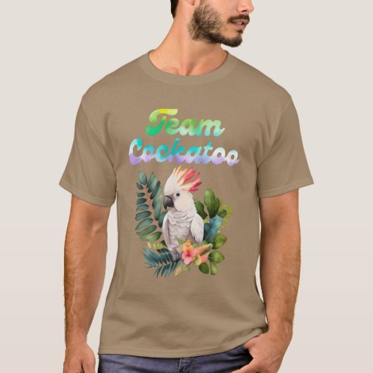 オウムCockatooeam鳥の愛好家オウムの所有者のファン Tシャツ (正面)